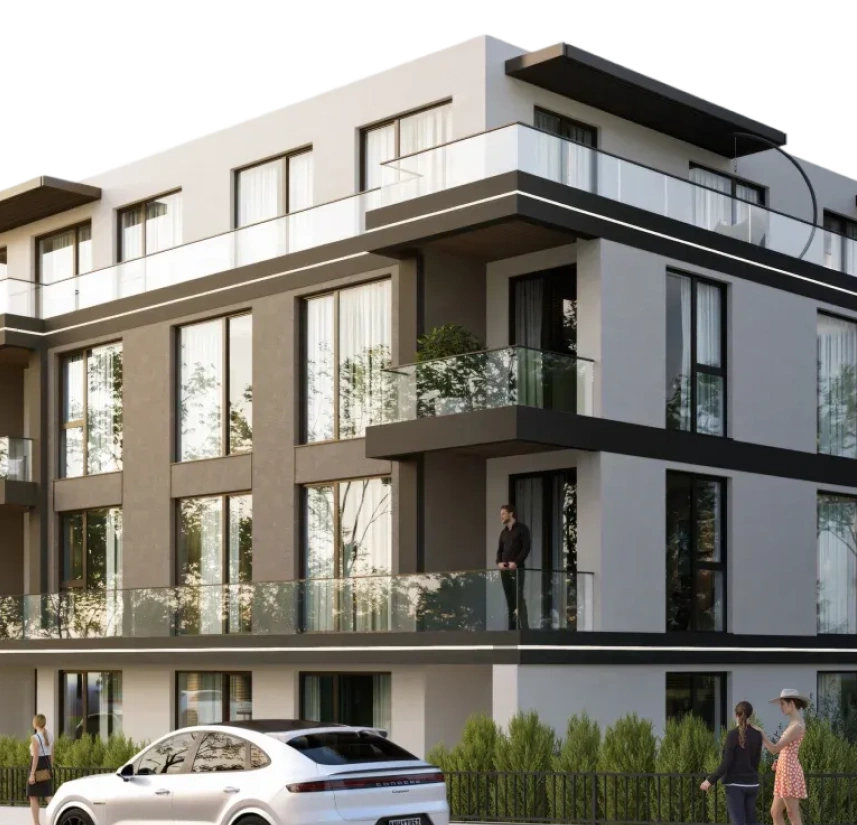 Gated complex of three buildings in Malinova Dolina